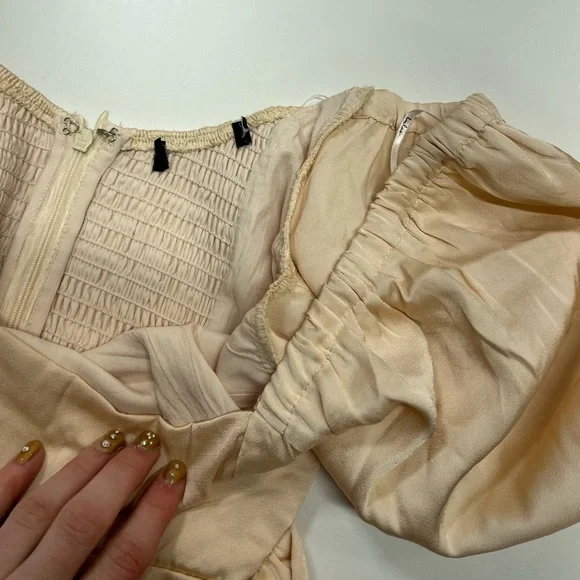 Lulu’s So Darling Light Peach Satin Long Sleeve
Tie-Back Mini Dress - Picture 5 of 13